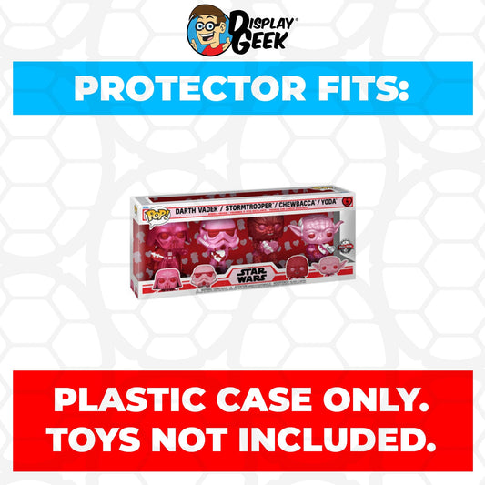 Pop Protector for 4 Pack Valentine Vader, Stormtrooper, Chewy & Yoda Funko Pop