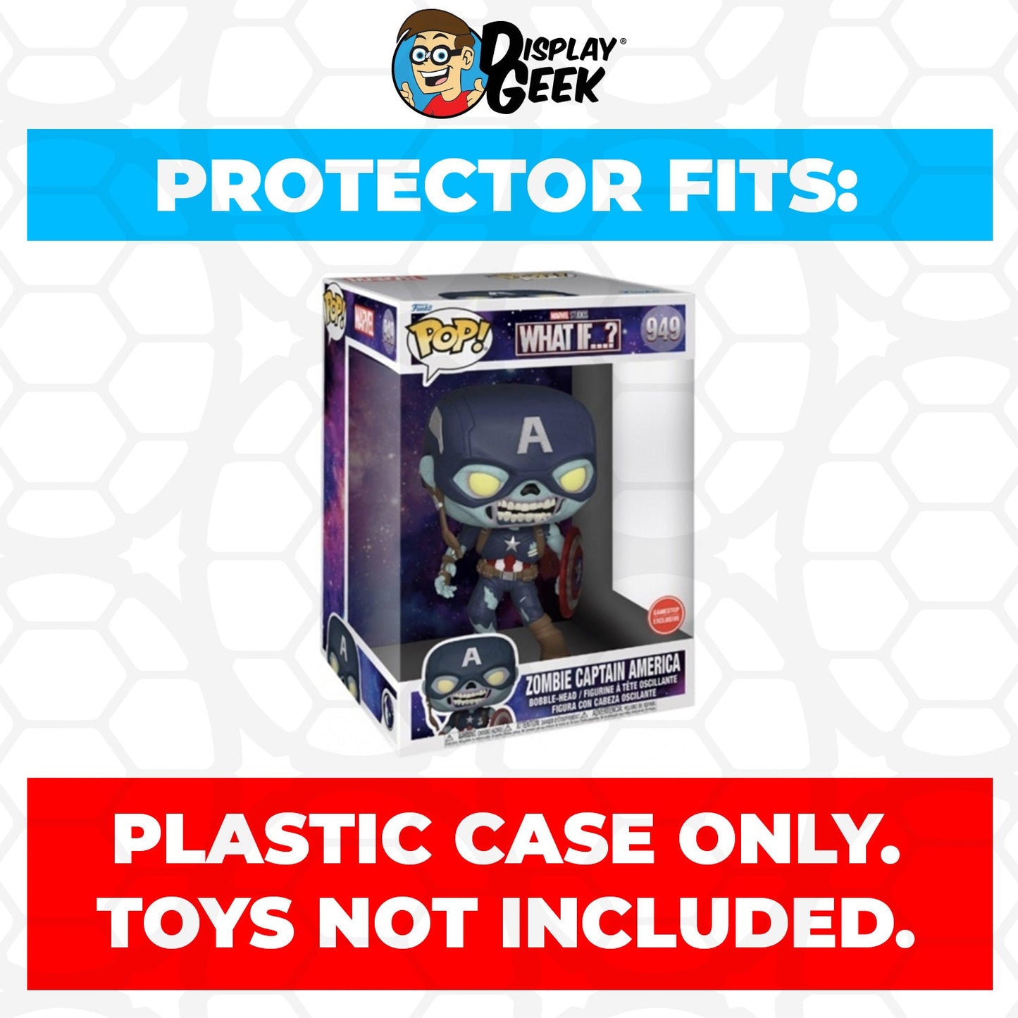 Pop Protector for 10 inch Zombie Captain America #949 Jumbo Funko Pop