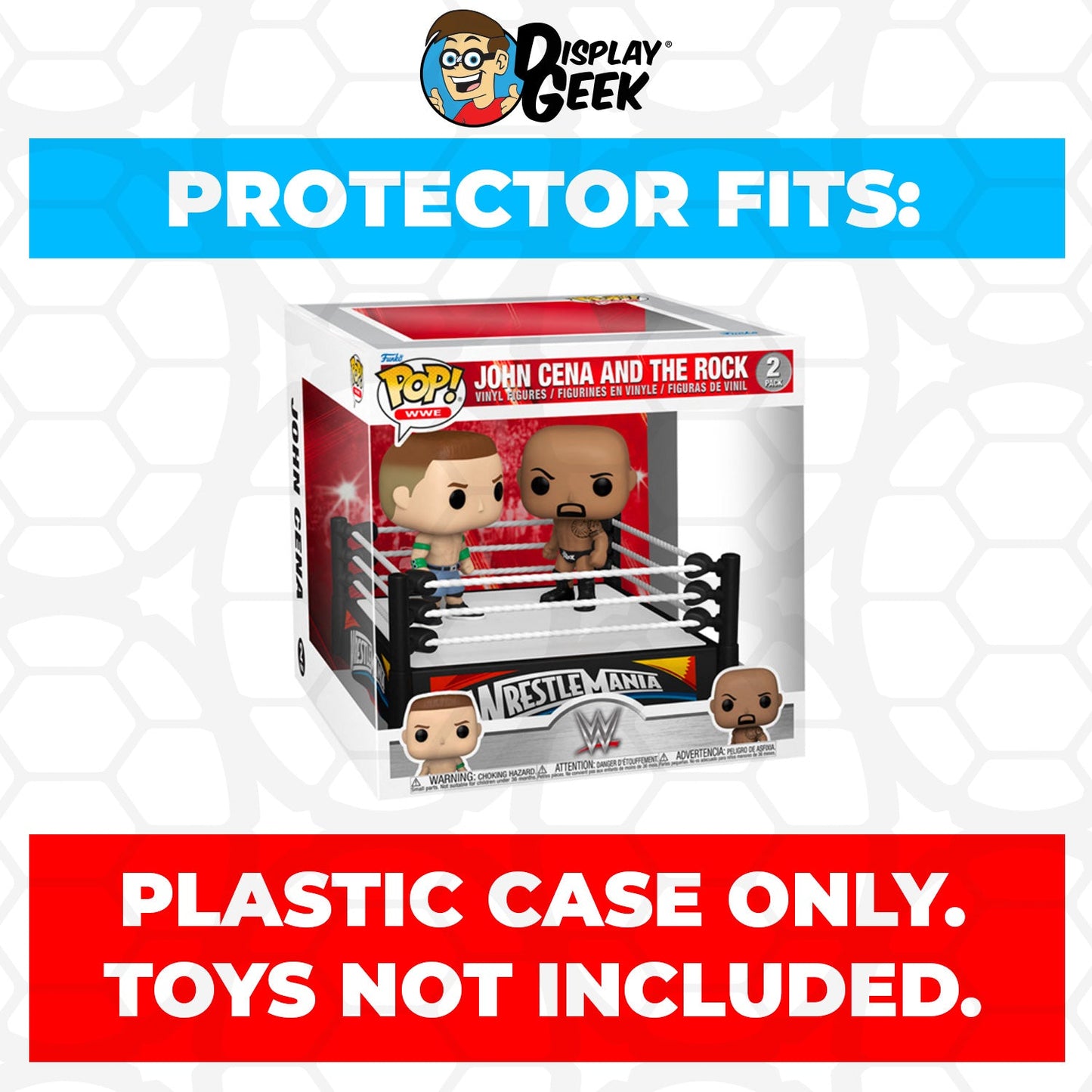 Pop Protector for 2 Pack Wrestling Ring John Cena and The Rock Funko Pop