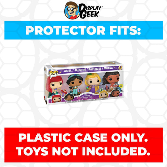 Pop Protector for 4 Pack Ariel, Jasmine, Rapunzel & Moana Glow Funko Pop