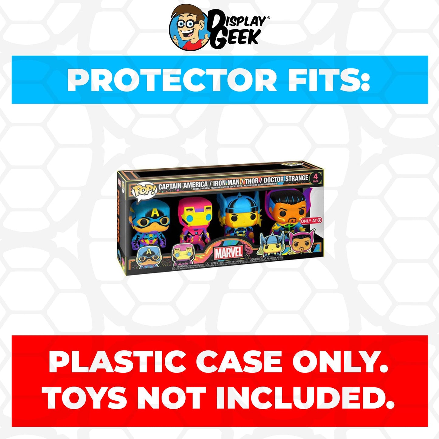 Pop Protector for 4 Pack Captain, Iron Man, Thor & Dr Strange Blacklight Funko