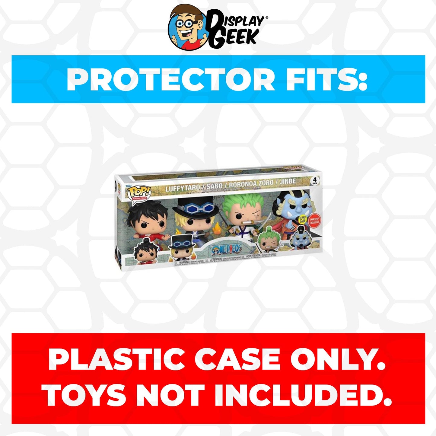 Pop Protector for 4 Pack Luffytaro, Sabo, Roronoa & Jinbe Glow Funko Pop