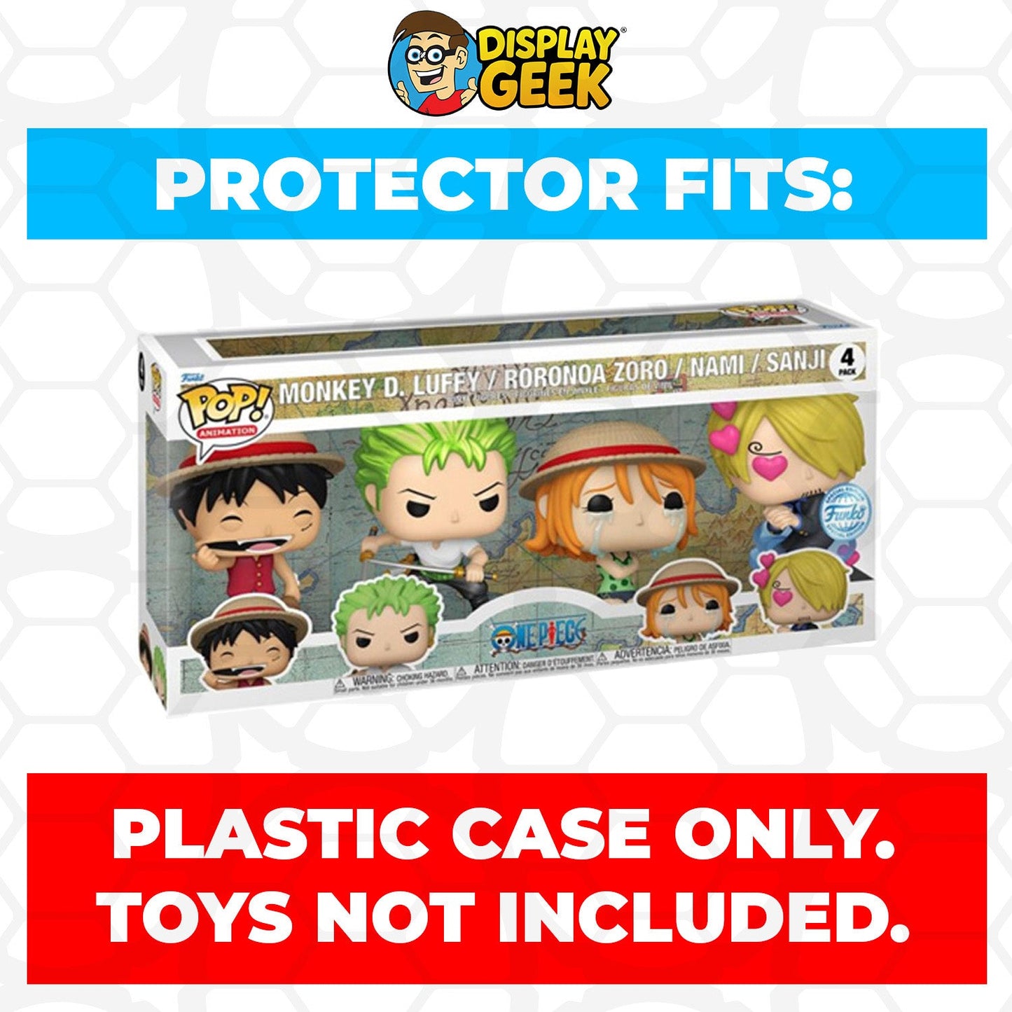 Pop Protector for Funko Pop 4 Pack One Piece - Monkey D Luffy & Roronoa Zoro & Nami & Sanji Box