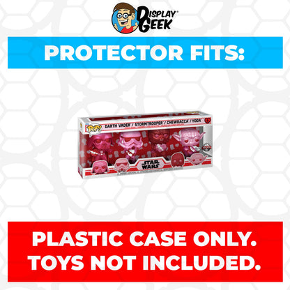 Pop Protector for 4 Pack Valentine Vader, Stormtrooper, Chewy & Yoda Funko Pop