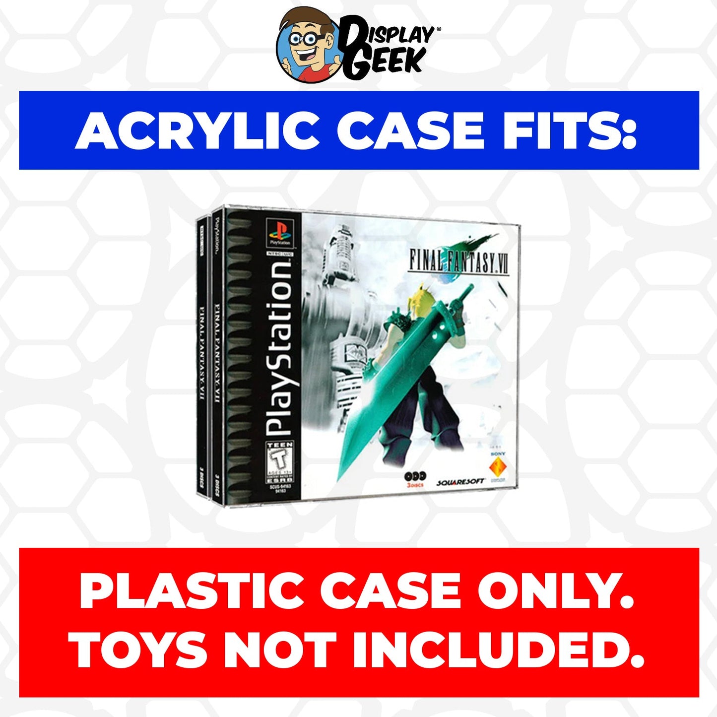 Acrylic Case for PS1 Playstation 1 Double Disc CD Standard Jewel Video Game Cases, 4mm thick, UV Resistant & Magnetic Slide Bottom