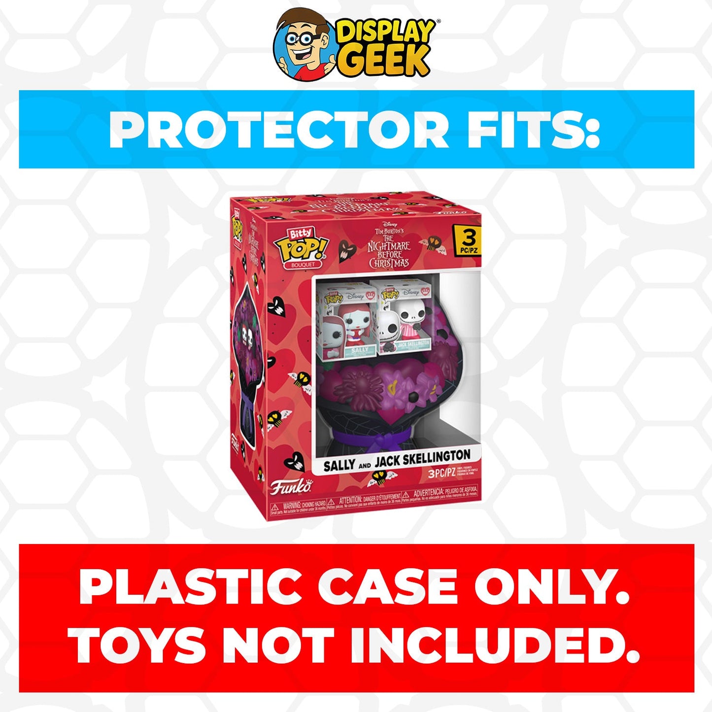 Pop Protector for Funko Bitty Pop Bouquet Sally and Jack Skellington Valentine