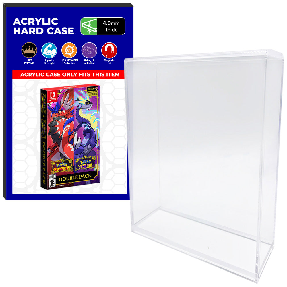 Acrylic Case for Nintendo Switch Pokemon Scarlet & Pokemon Violet Double Pack SE Video Game Boxes, 4mm thick, UV Resistant & Magnetic Slide Bottom