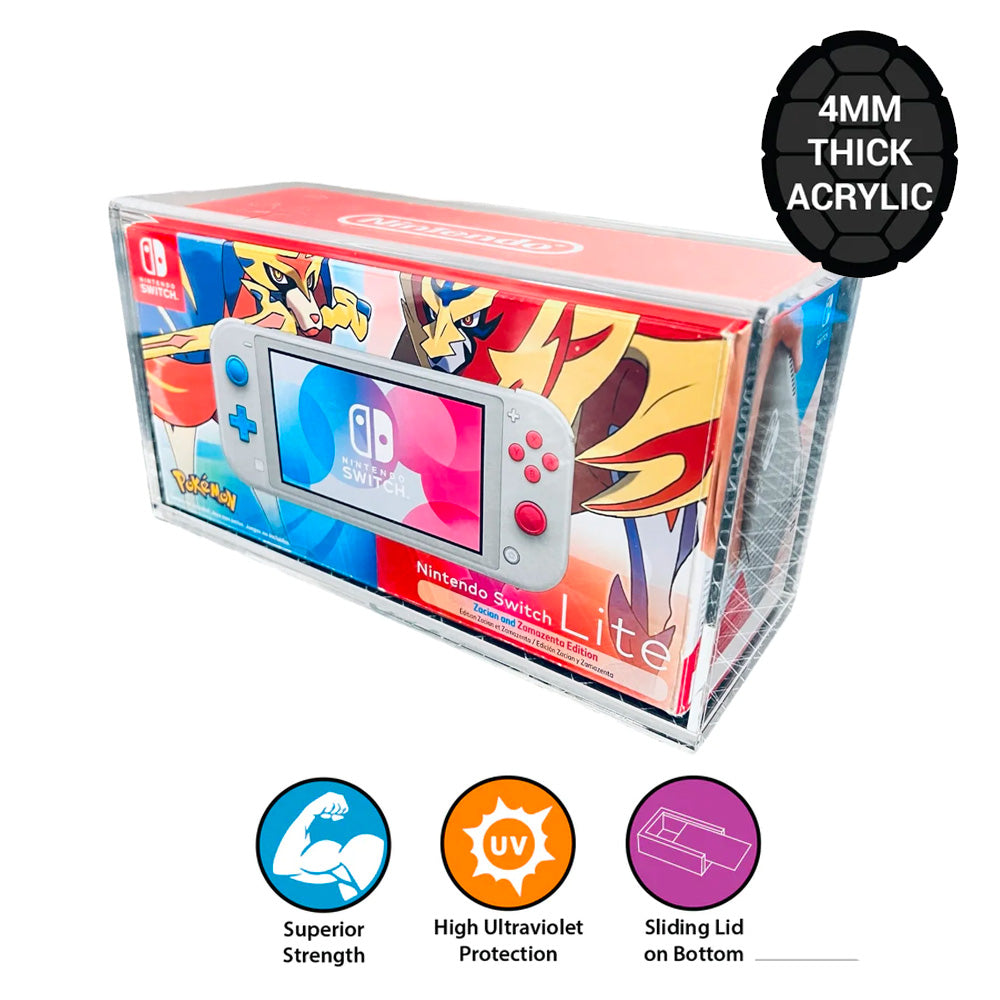 Acrylic Case for Nintendo Switch Lite Standard Video Game Console Box, 4mm thick, UV Resistant & Magnetic Slide Bottom