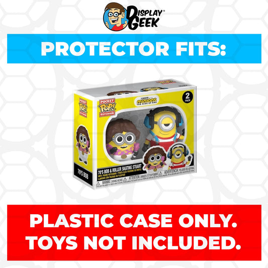 Pop Protector for Bob & Roller Skating Stuart Funko 2 Pack Pocket Pop Keychains