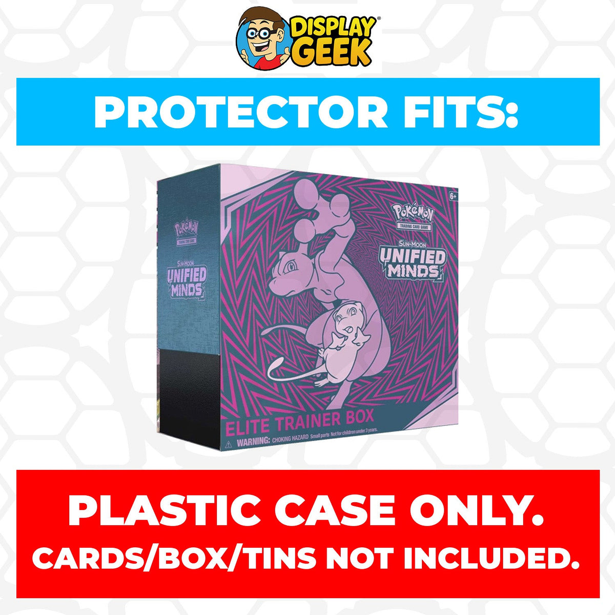 Plastic Protector for Pokemon TCG 2019 Sun & Moon Unified Minds Mewtwo, Mew ETB Elite Trainer Box